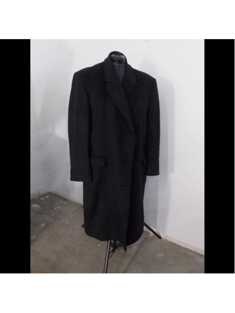 Vintage Nino Cerruti Rue Royale Cashmere Blend Overcoat Black 46L XL Tall NWOT - Picture 4 of 8